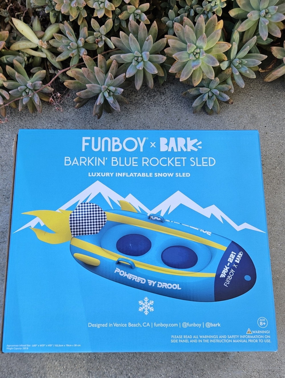 BRAND NEW IN BOX FUNBOY X BARK BARKIN BLUE ROCKET SLED INFLATEBLE SNOW SLED